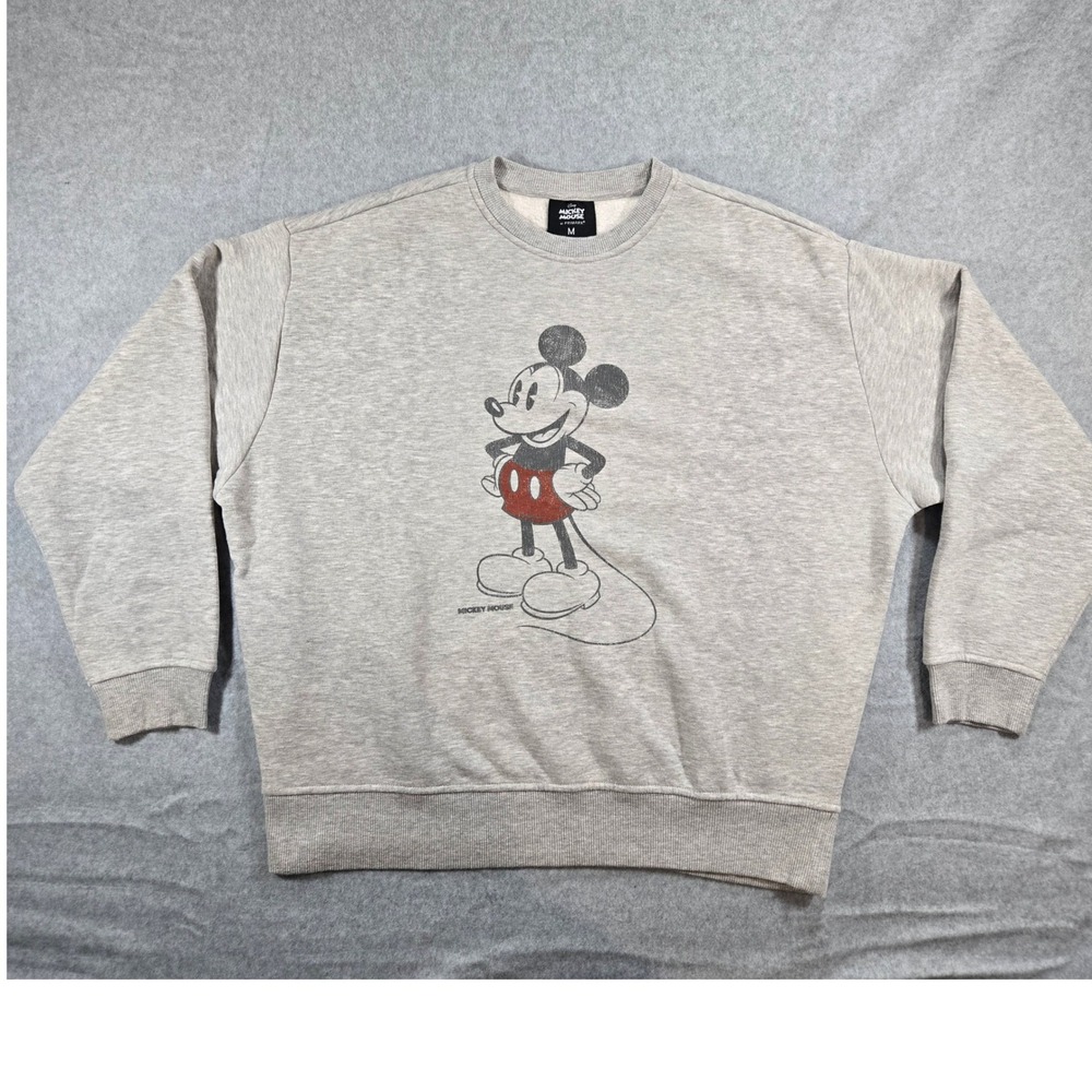 Disney Mickey Mouse Primark Sweatshirt Mens Medium Gray Vintage Graphic Pullover
